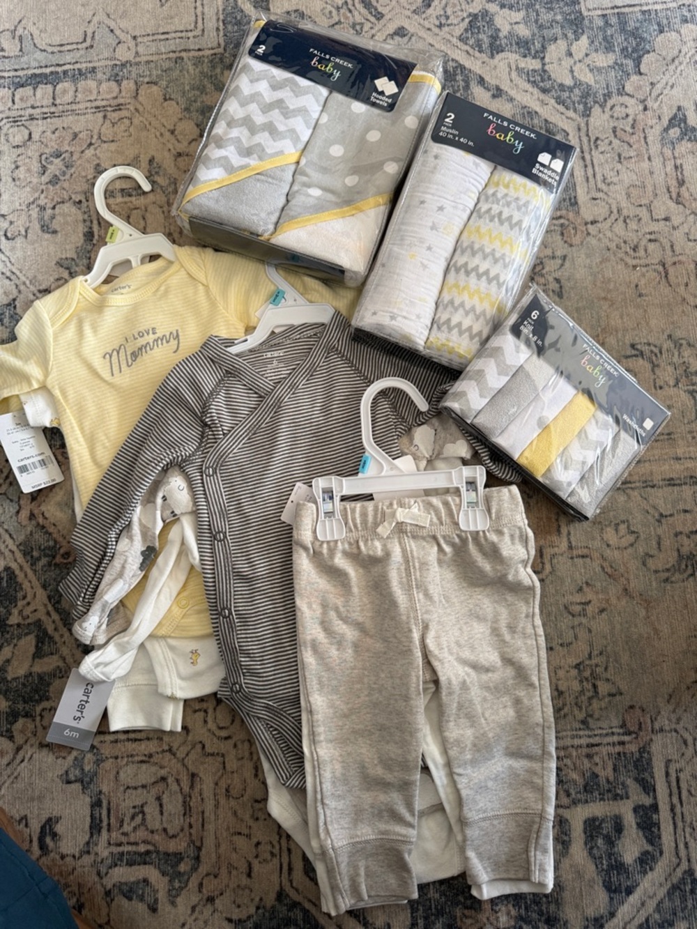 Carter's Neutral Baby Layette Set in Yellow, Gray & White